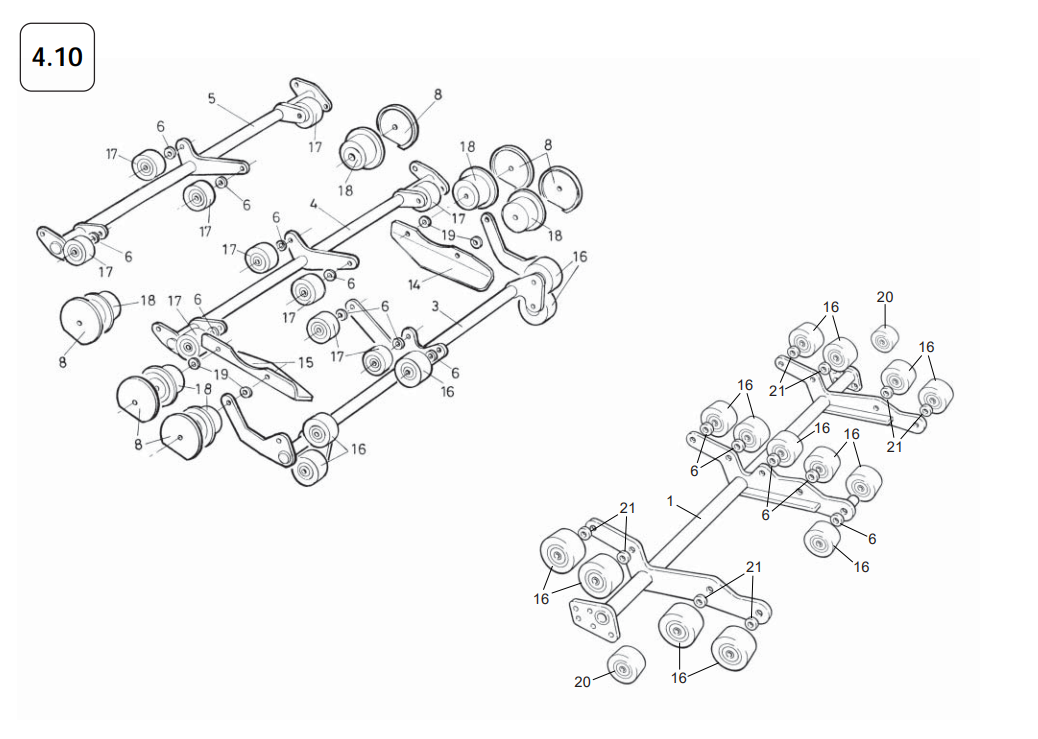 4.10 Roller Carrier Frames (Narrow Star Machines - Inboard rollers digger position)