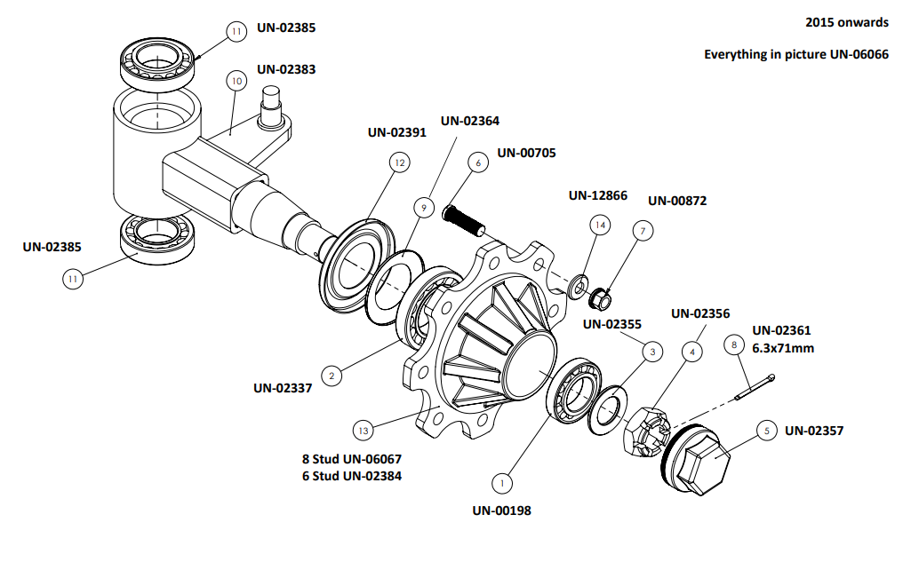 9.7 Unbraked Axle Assembly (2015 - 2017)