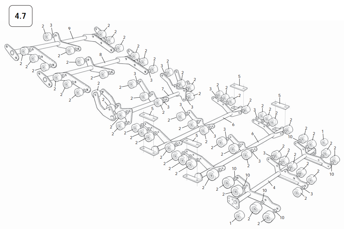 4.7 Roller Carrier Frames - Inboard Rollers (4215 Machines)